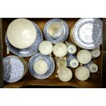 Royal Worcester blue & white tea ware to include 10 trio's, 2 cake plates, sugar bowl, milk jug ,