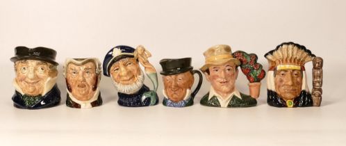 Royal Doulton small character jugs Capt Cuttle, Buzz Fuzz, Old Salt D6554, North American Indian