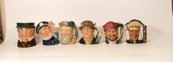 Royal Doulton small character jugs Mr Pickwick, North American Indian D6614, Robinson Crusoe