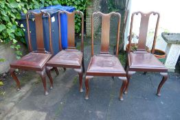 Set of four Queen Anne mahogany dining chairs
