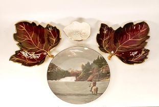 Carltonware Rouge Royale Leaf shaped dishes & bowl together with Royal Doulton Wall Plate(4)