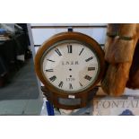 Vintage mahogany cased wall clock with L.N.E.R. 1379 marked on dial