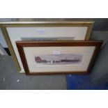 A small quantity of 19th century prints, mainly topographical and two pictures
