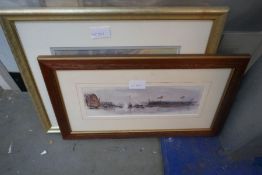 A small quantity of 19th century prints, mainly topographical and two pictures