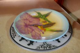 1920s Sabino, wall plate and Denis Chinaworks signed plate depicting hummingbird