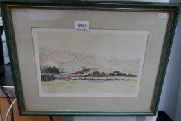A limited edition pencil signed print of Rievaulx Abbey by D.M. Barnes 51/1000
