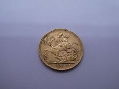 22ct 1909 full Sovereign, Edward VII and George and The Dragon