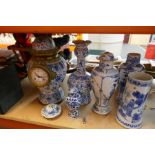 Selection of blue and white Chinese Porcelain, including vases etc, with character marks to the base