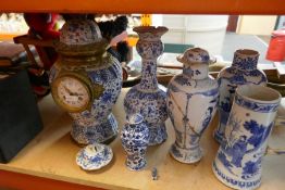 Selection of blue and white Chinese Porcelain, including vases etc, with character marks to the base