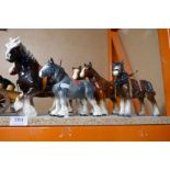 Large collection large pottery Shire horses