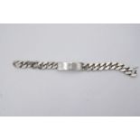 A heavy silver gent's bracelet, having chain strap and vacant design. Marked 925 MM. 3.1ozt approx