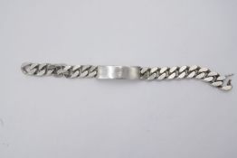 A heavy silver gent's bracelet, having chain strap and vacant design. Marked 925 MM. 3.1ozt approx