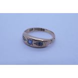 9ct rose gold band ring set with sapphires, marked 375, approx 1.6g