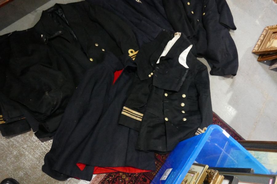A quantity of Naval officer's uniform including Great Coat in metal trunk and other metal clothing - Image 4 of 6