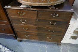 An antique mahogany chest having 2 short and 3 long drawers