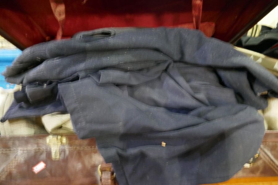 A quantity of Naval officer's uniform including Great Coat in metal trunk and other metal clothing - Image 3 of 6