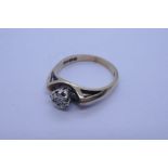 9ct yellow gold illusion set diamond ring, size N, approx 2.6g, marked 375