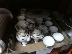 A box of mixed china to include Noritake, Spode Christmas plate, continental cabinet plates, etc