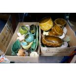 Two boxes of mixed Sylvac pottery, etc