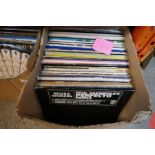 A box of assorted vinyl LPs, including Pop/Rock from the 70s and 80s, plus a box of 12 inch singles