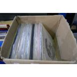 Two boxes of vinyl LPs including a large quantity of Status Quo, Beatles records, Glen Miller and ot
