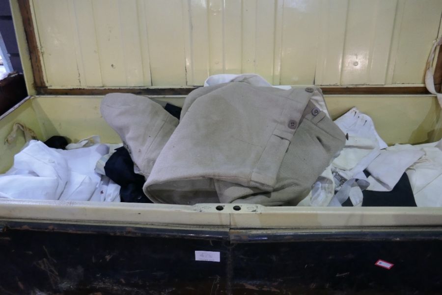 A quantity of Naval officer's uniform including Great Coat in metal trunk and other metal clothing - Image 5 of 6