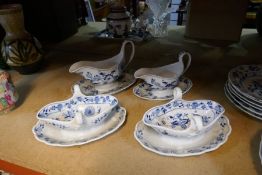 Quantity of blue and white dinnerware by Meissens