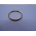 22ct yellow gold wedding band, size P, 2.6g approx, marked 22