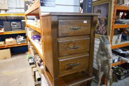 Pair of hardwood three drawer bedside chests
