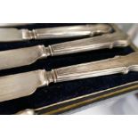 A quantity of six cased silver handled knives, Sheffield 1917, Yates Brothers