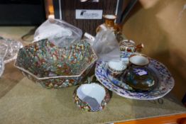 A mixed lot to include Japanese porcelain and enamel lidded box