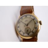 A gents 9ct Trebex watch, possibly 1930s to 1940s, winds and ticks