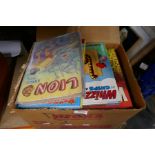 Box of vintage child's annuals, including Lion, Eagle, Whizzer and Chips, etc