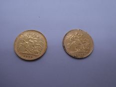 Two x 22ct yellow gold 1982 Half Sovereigns, Elizabeth II and George and The Dragon