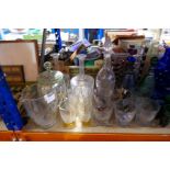 Selection of antique and later glassware including decanters, glasses, vases, etc, Murano figures, e