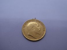 22ct yellow gold 1907 half Sovereign, Edward VII and George and the Dragon