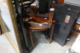 Mahogany demi lune table and a stool frame
