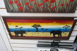 Two modern oil on canvas depicting African scene signed James Shax