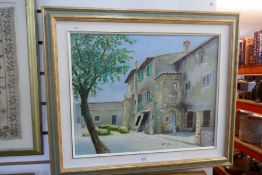 A framed water colour, signed indistinctively and an oil on canvas Piero Mann 95