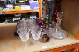 Glassware to include Edinburgh crystal, decanter, art glass etc