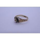 9ct yellow gold diamond chip cluster ring, marked 375, size Q/R, approx 2g