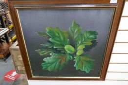 Mahogany framed oil on canvas depicting oak leaves signed Dipnall