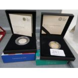 A Royal Mint £2 silver proof Piedfort coin, 2017, and a Royal Mint Silver proof 50p coin (both boxed