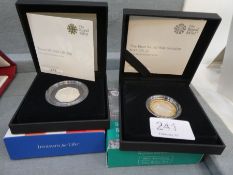 A Royal Mint £2 silver proof Piedfort coin, 2017, and a Royal Mint Silver proof 50p coin (both boxed