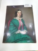 A painted on porcelain panel of 19th Century seated lady, unsigned, 18.5cm x 13.5cms