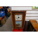 A selection of various vintage items, including a wall clock, table croquet and a leather case