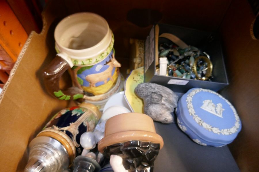 A box of sundry including a small quantity of costume jewellery, china and metalware - Image 2 of 3