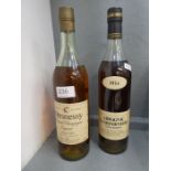 A vintage bottle of Hennessy Grande Champagne Cognac 1959 for Morgan Furze and a bottle of Armagnac