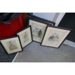 Seven old French fashion prints