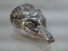 A fantastic heavily detailed Victorian silver fox head snuff box, decorated to thoroughly highlight